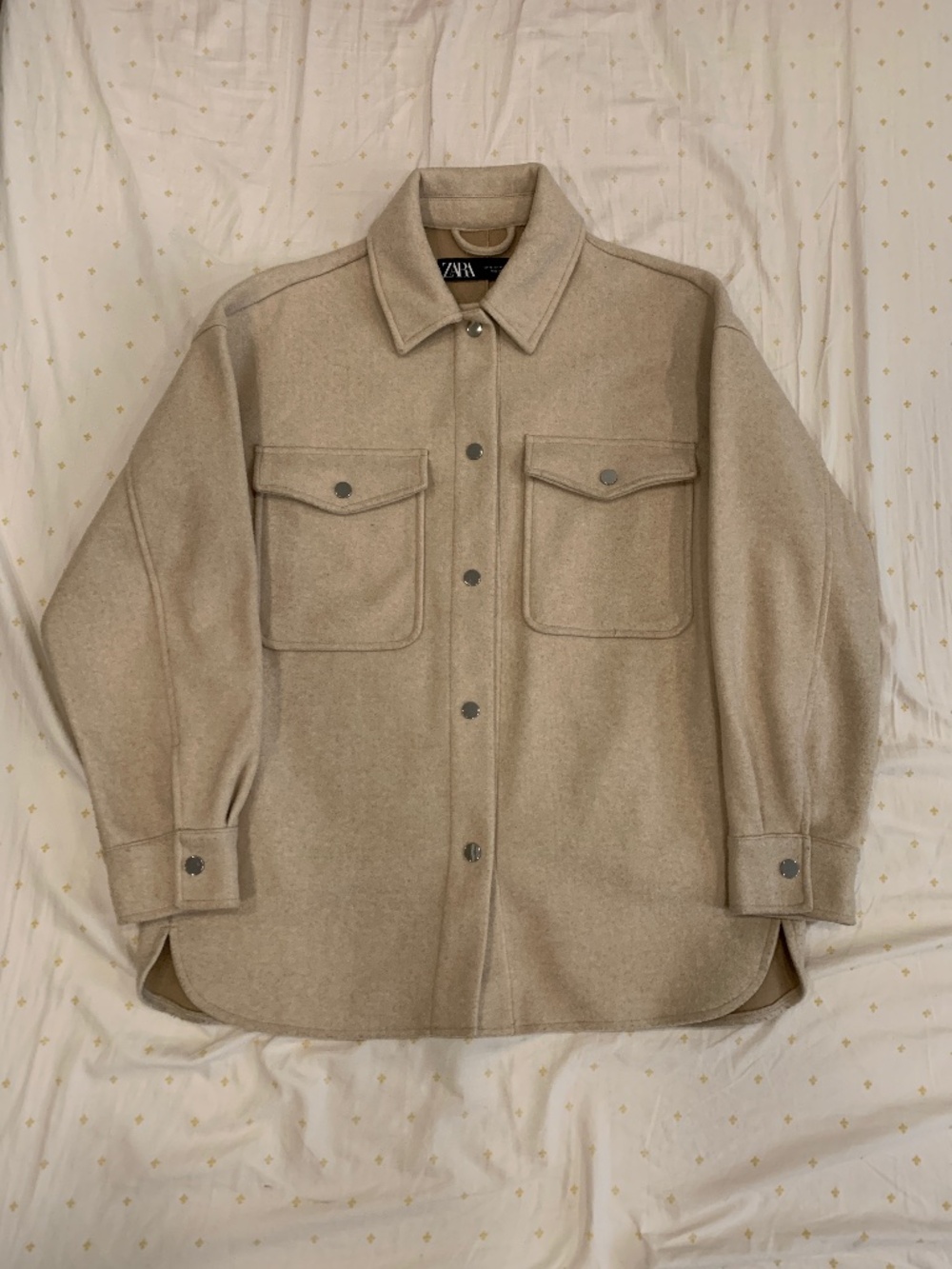 Zara Women Oversize Jacket/Shacket In Cream Oatmeal Color Size XS